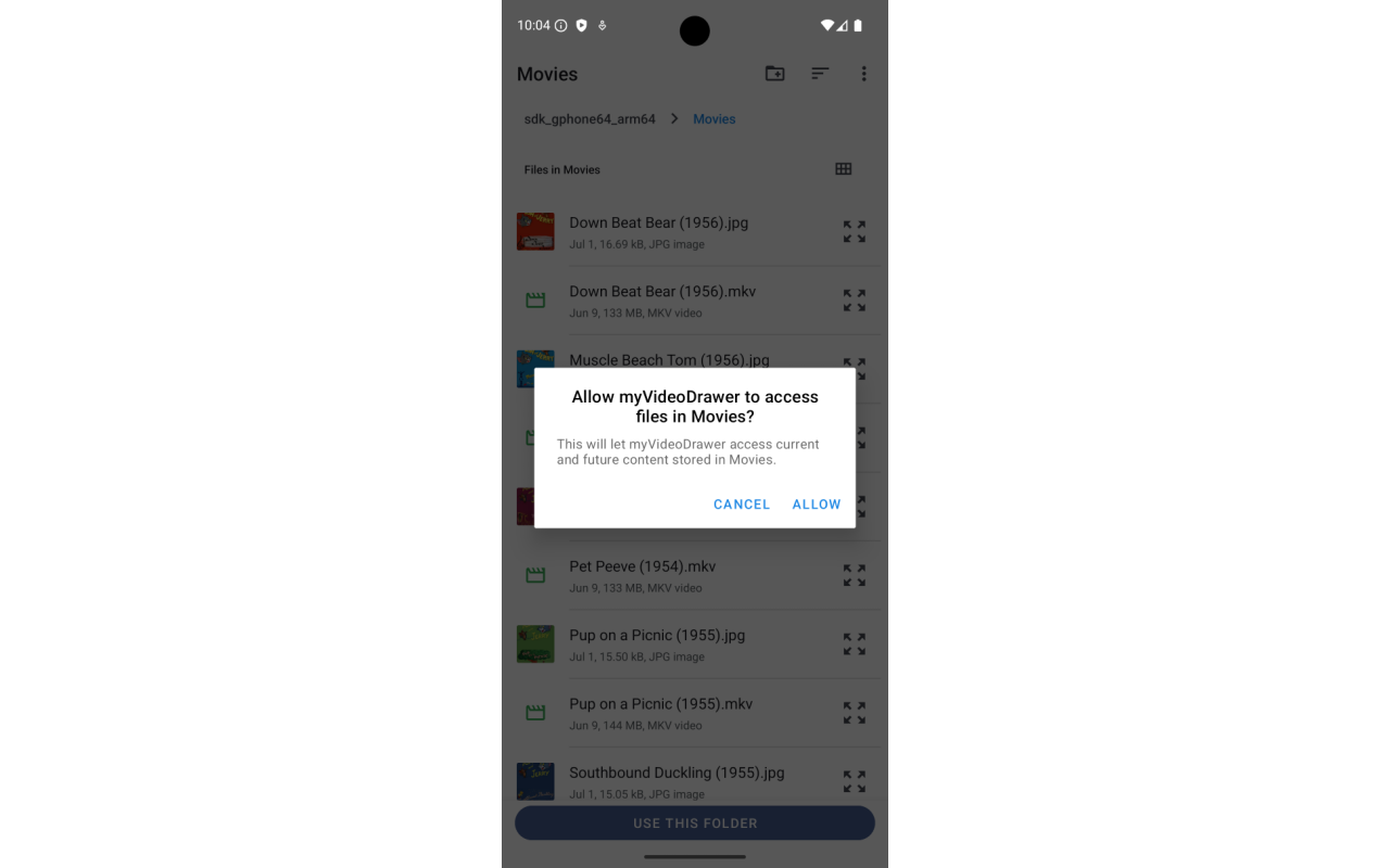 Permission request of media folder on mobile device