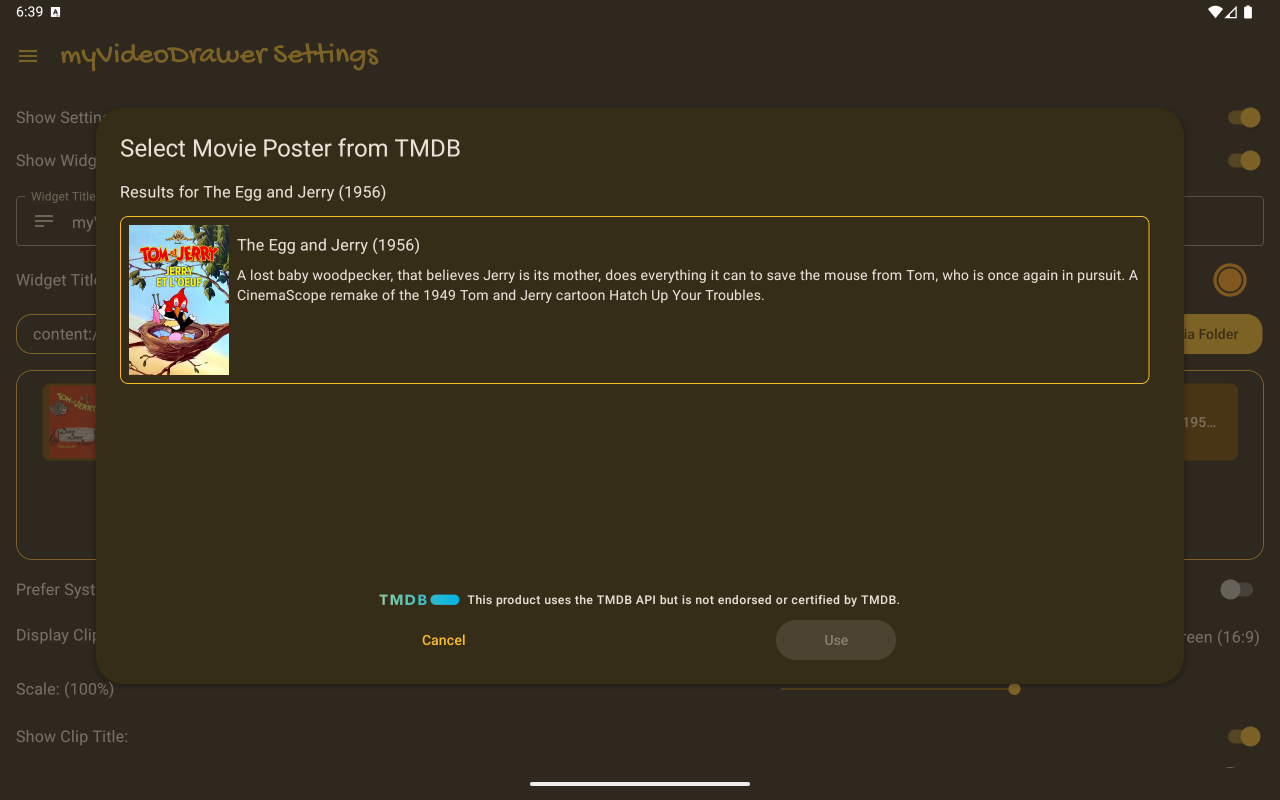 Media Selection Preview on tablet device