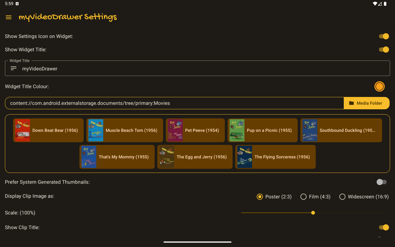 Media Selection Preview on tablet device